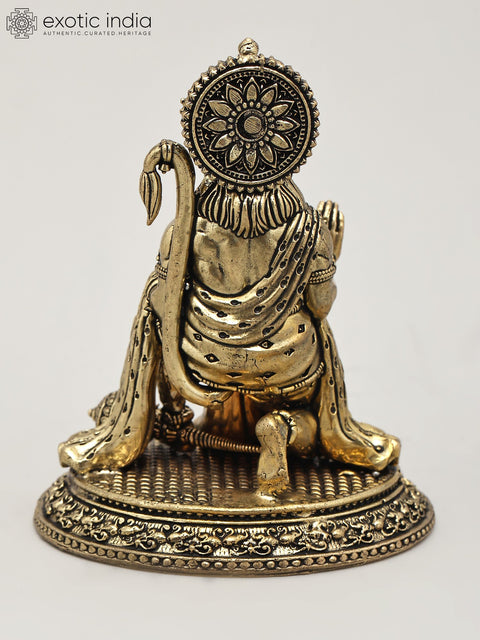 Small Superfine Sitting Lord Hanuman in Blessing Gesture | Brass Statue