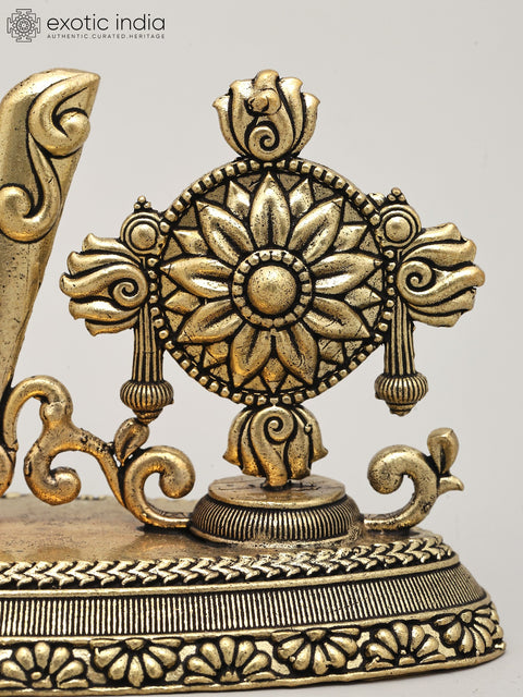 7" Superfine Vaishnava Symbols - Shankha (Conch), Tilak and Chakra | Brass Statue