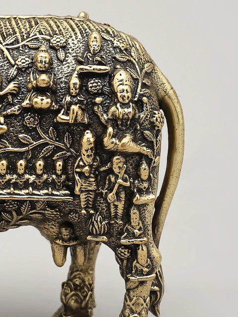 4" Small Superfine Kamadhenu Cow with All Gods and Goddess | Brass Statue