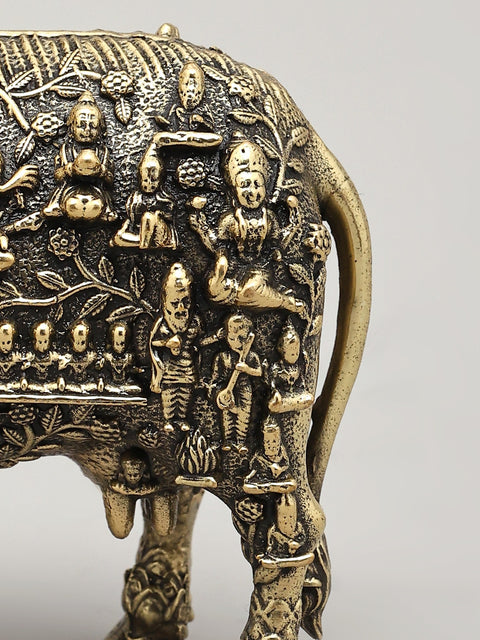 Small Superfine Kamadhenu Cow with All Gods and Goddess | Brass Statue