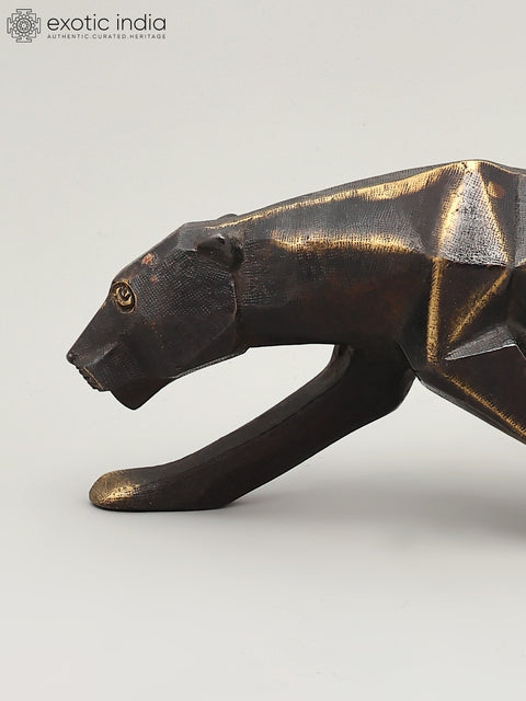 16" Stylized Black Panther | Brass Statue | Table Decor