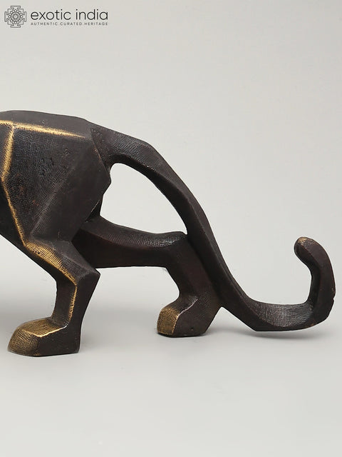 16" Stylized Black Panther | Brass Statue | Table Decor