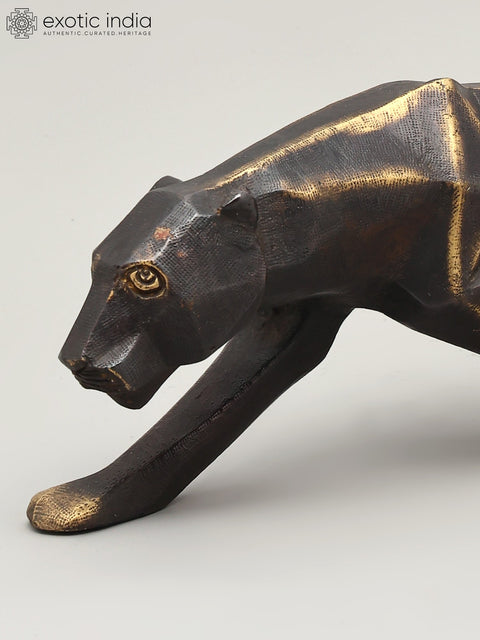 16" Stylized Black Panther | Brass Statue | Table Decor