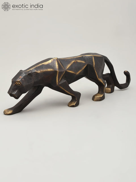 16" Stylized Black Panther | Brass Statue | Table Decor
