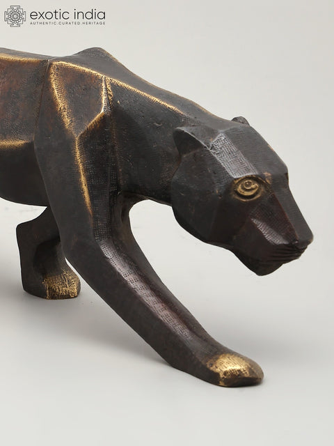 16" Stylized Black Panther | Brass Statue | Table Decor
