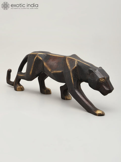 16" Stylized Black Panther | Brass Statue | Table Decor