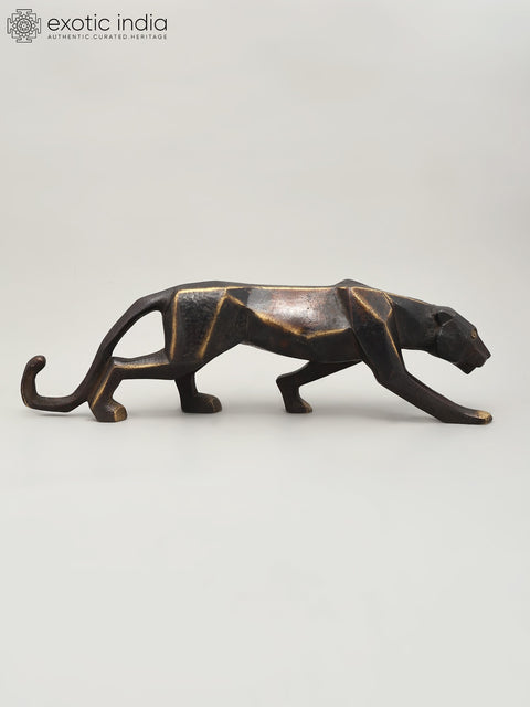 16" Stylized Black Panther | Brass Statue | Table Decor