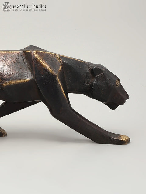 16" Stylized Black Panther | Brass Statue | Table Decor