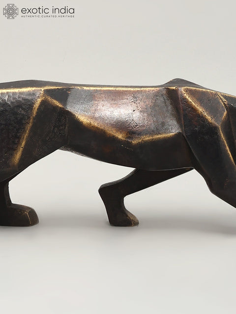 16" Stylized Black Panther | Brass Statue | Table Decor