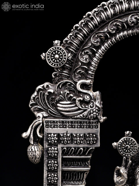 9" Superfine Lord Tirupati Balaji (Venkateshvara) on Kirtimukha Throne | Silver Plated Brass Statue