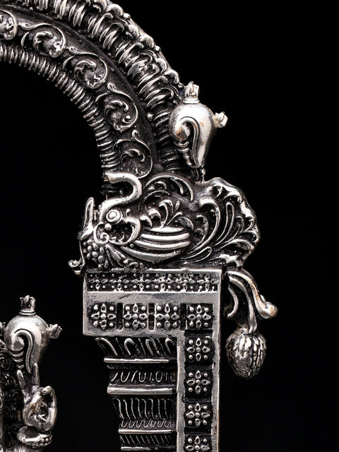 9" Superfine Lord Tirupati Balaji (Venkateshvara) on Kirtimukha Throne | Silver Plated Brass Statue