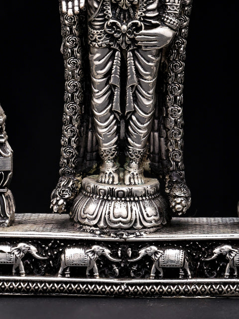 9" Superfine Lord Tirupati Balaji (Venkateshvara) on Kirtimukha Throne | Silver Plated Brass Statue