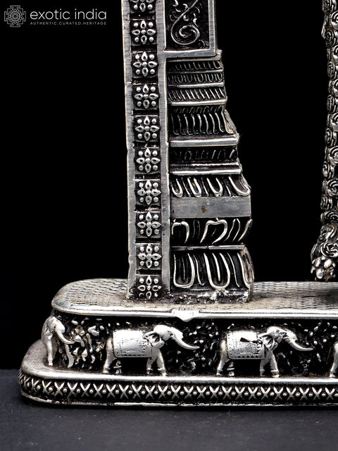 9" Superfine Lord Tirupati Balaji (Venkateshvara) on Kirtimukha Throne | Silver Plated Brass Statue
