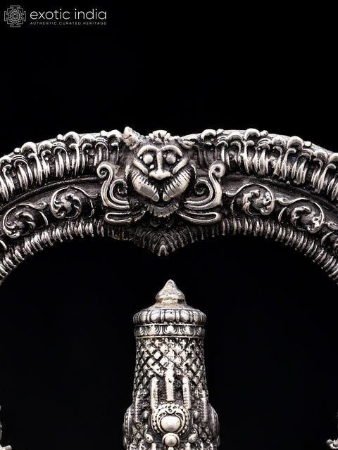 9" Superfine Lord Tirupati Balaji (Venkateshvara) on Kirtimukha Throne | Silver Plated Brass Statue