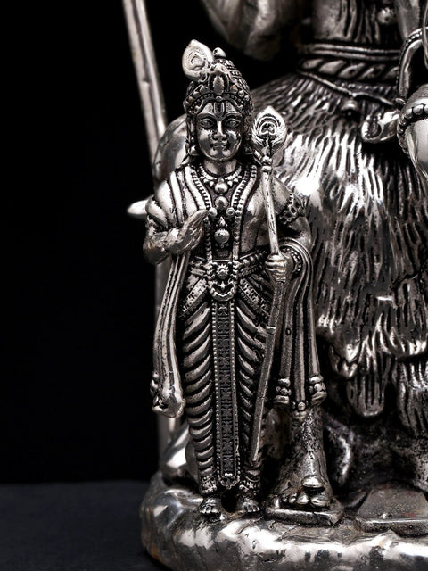 6" Small Superfine Shiva Family | Silver Plated Brass Statue
