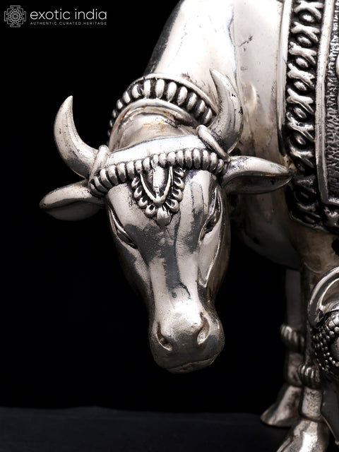 8" Superfine Cow and Calf | Silver Plated Brass Statue