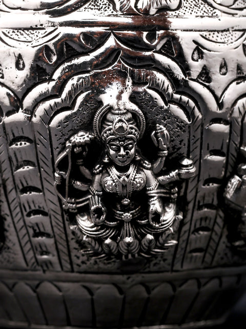 4" Superfine Ashtalakshmi Kalash in Brass with Silver Plating
