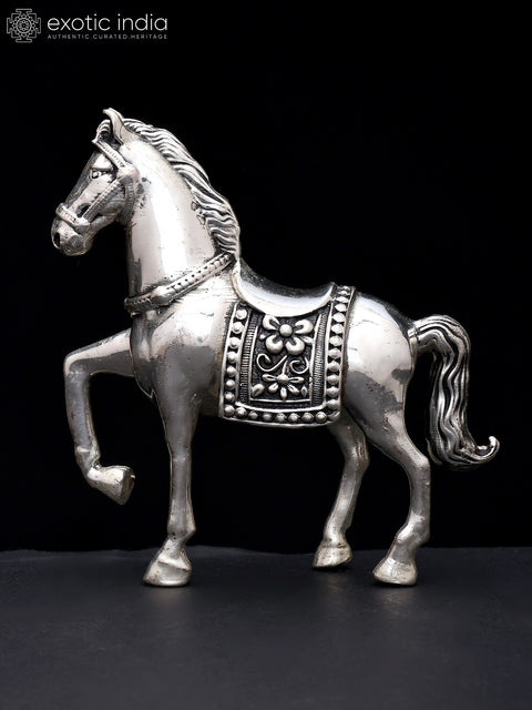 5" Small Superfine Decorative Horse Figurine | Silver Plated Brass Statue | Table Decor