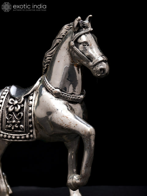 5" Small Superfine Decorative Horse Figurine | Silver Plated Brass Statue | Table Decor
