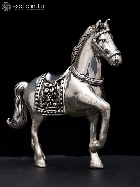 5" Small Superfine Decorative Horse Figurine | Silver Plated Brass Statue | Table Decor