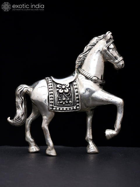 5" Small Superfine Decorative Horse Figurine | Silver Plated Brass Statue | Table Decor