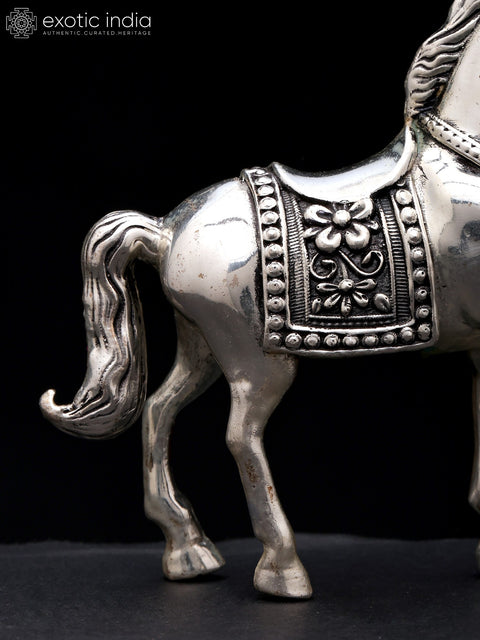 5" Small Superfine Decorative Horse Figurine | Silver Plated Brass Statue | Table Decor
