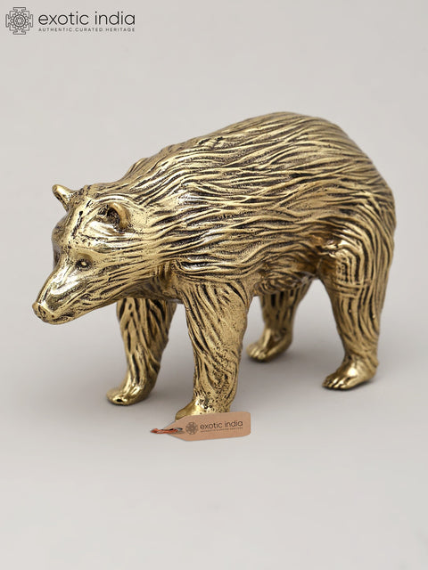 4" Small Superfine Bear Statue in Brass | Table Decor