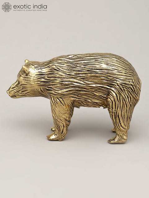 4" Small Superfine Bear Statue in Brass | Table Decor