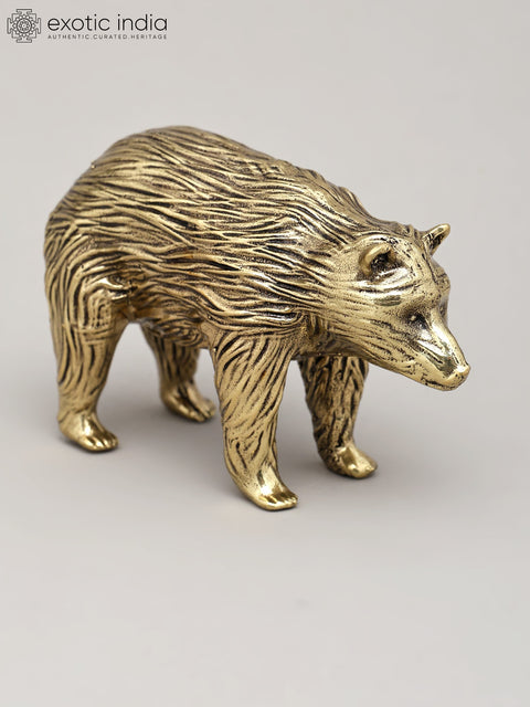 4" Small Superfine Bear Statue in Brass | Table Decor