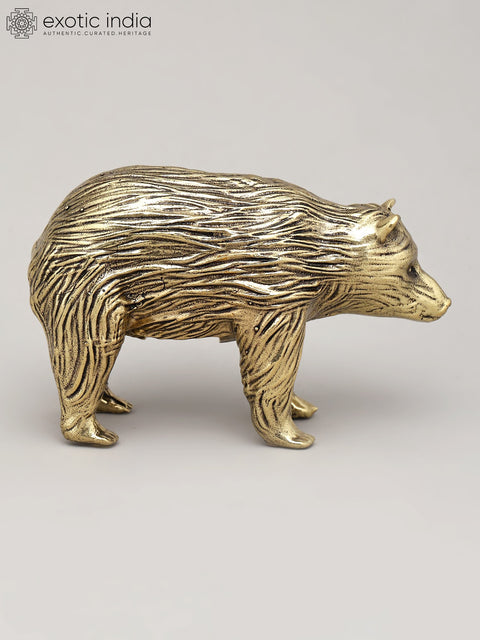 4" Small Superfine Bear Statue in Brass | Table Decor