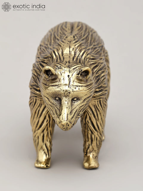 4" Small Superfine Bear Statue in Brass | Table Decor