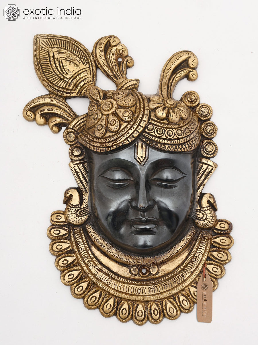 10" Shrinathji Face Brass Wall Hanging for Home Decor