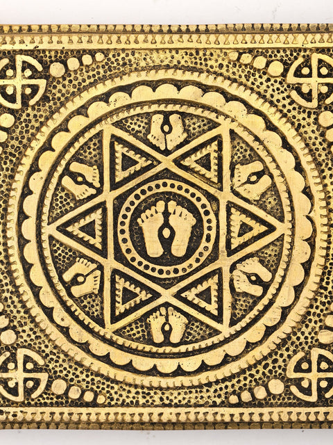 5" Charan Engraved Small Brass Pedestal/Chowki