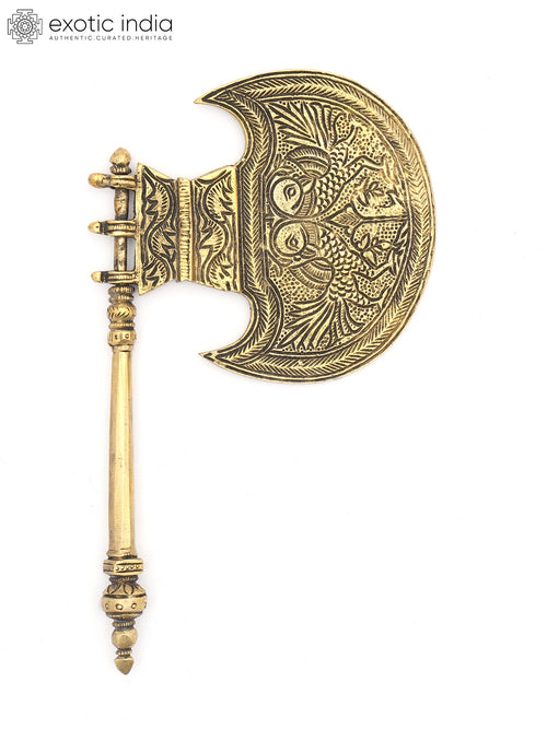 8" Brass God's Pankhi Hand Fan Idol for Pooja