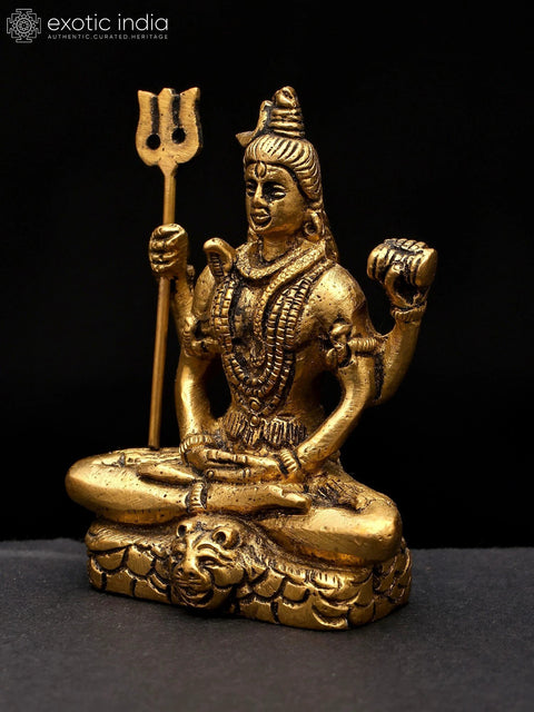 3" Small Four Armed Lord Shiva | Brass Statue