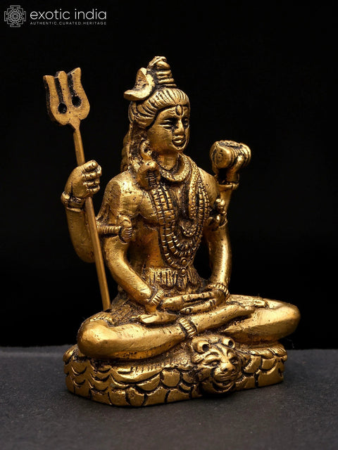 3" Small Four Armed Lord Shiva | Brass Statue