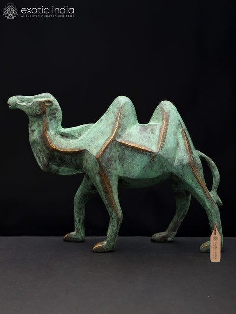 9" Stylized Brass Camel Statue | Table Decor