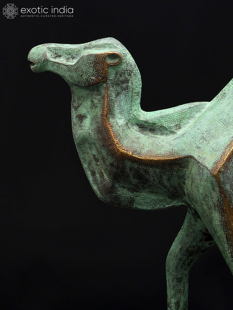 9" Stylized Brass Camel Statue | Table Decor