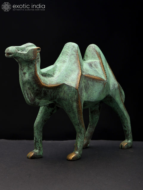 9" Stylized Brass Camel Statue | Table Decor