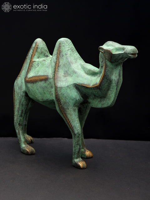 9" Stylized Brass Camel Statue | Table Decor