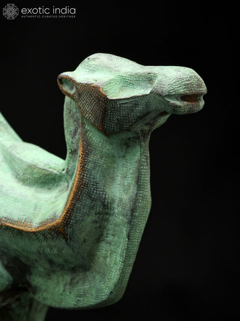 9" Stylized Brass Camel Statue | Table Decor