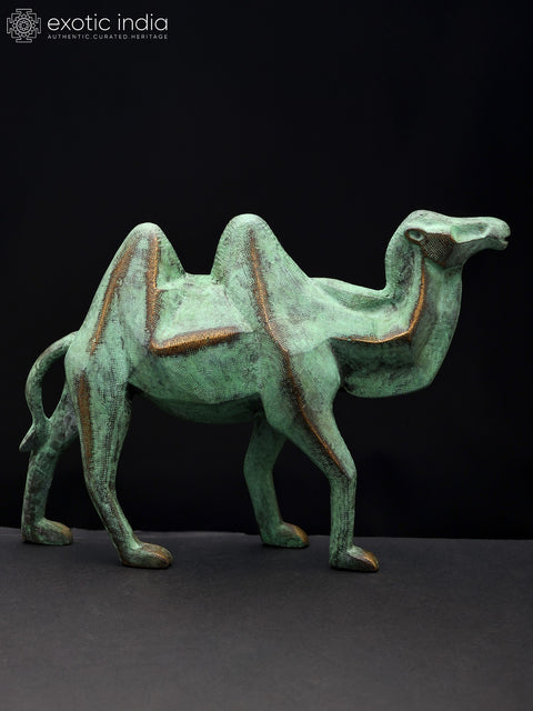 9" Stylized Brass Camel Statue | Table Decor