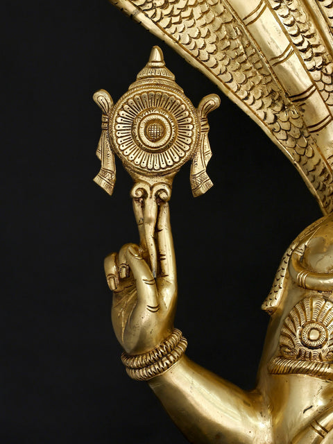 52" Large Idol of Divine Patanjali with Sheshnag – Symbol of Yoga, Knowledge & Serenity | Brass Sculpture