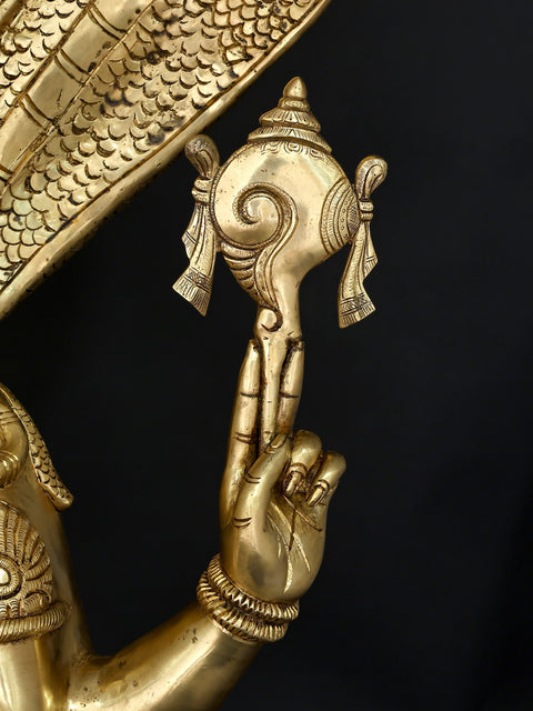 52" Large Idol of Divine Patanjali with Sheshnag – Symbol of Yoga, Knowledge & Serenity | Brass Sculpture
