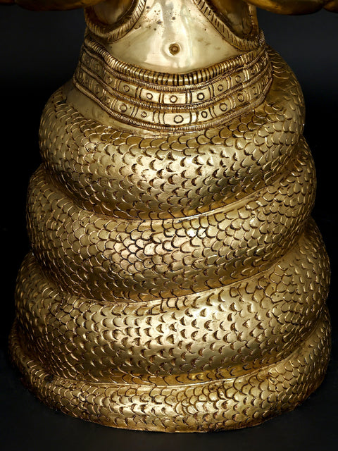 52" Large Idol of Divine Patanjali with Sheshnag – Symbol of Yoga, Knowledge & Serenity | Brass Sculpture