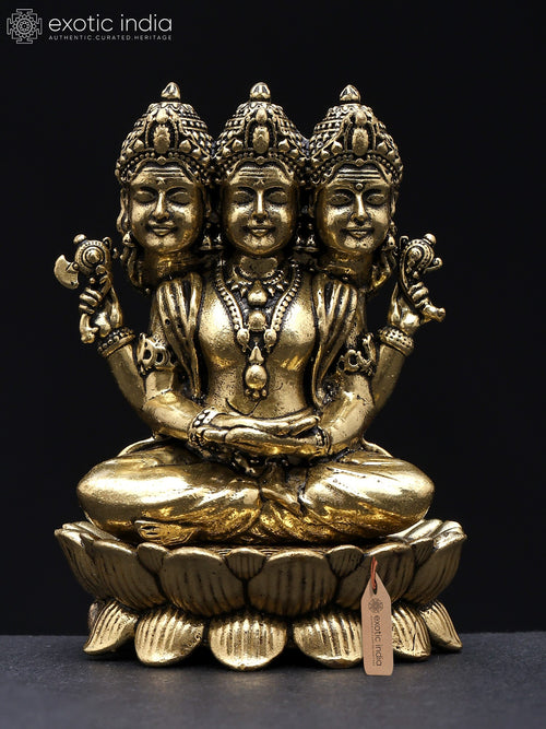 3" Dattatreya Handmade Brass Statue for Pooja