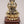 7" Superfine Goddess Dhanalakshmi Seated on Lotus with Four Arms and Wood Base | Brass Sculpture