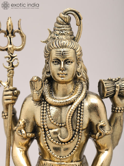 6" Superfine Chaturbhuja Lord Shiva Seated in Meditation | Brass Sculpture