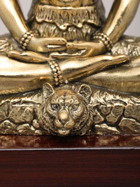 6" Superfine Chaturbhuja Lord Shiva Seated in Meditation | Brass Sculpture