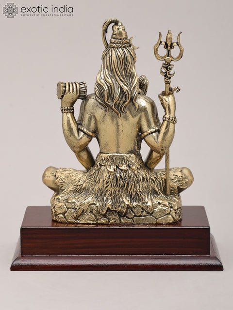 6" Superfine Chaturbhuja Lord Shiva Seated in Meditation | Brass Sculpture